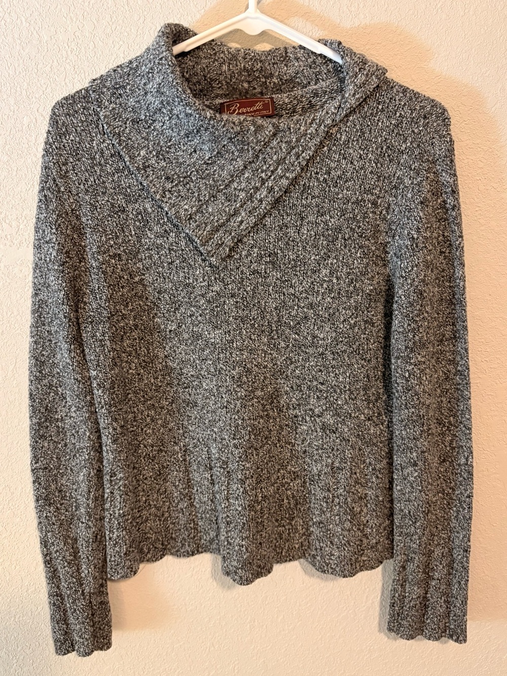 Berretti Made in Italy gray Marled Knit Cowl Neck Sweater size M